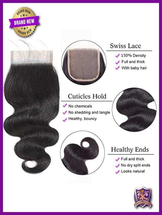 Body Wave 3 Bundles with 4x4 Lace Closure Unprocessed Brazilian Human Hair main image 5